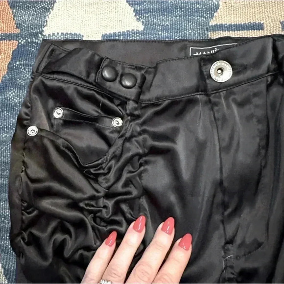 Mainère De Voir Black Ruched Satin Trousers with Ties - Picture 12 of 14